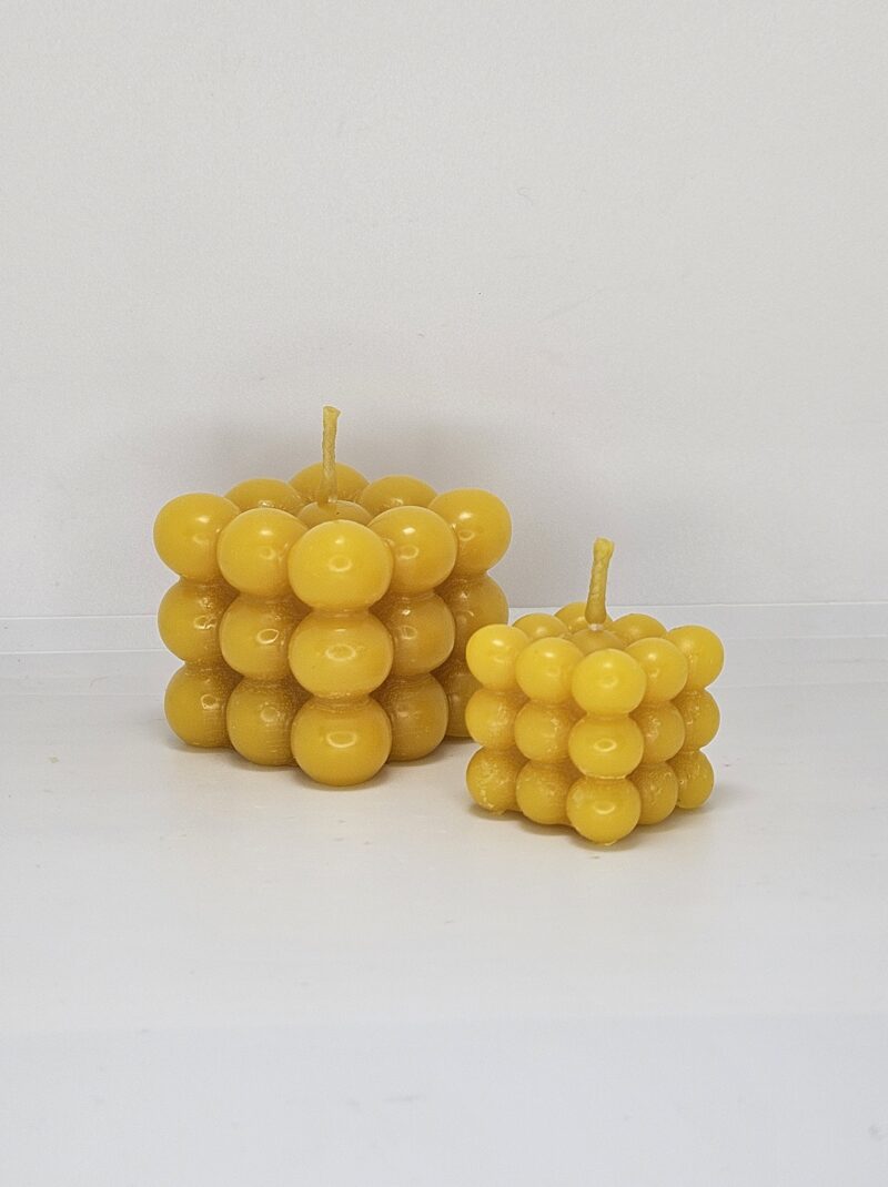 Sviečka z včelieho vosku - Kocka bublinková 2,5 cm x 2,5 cm
